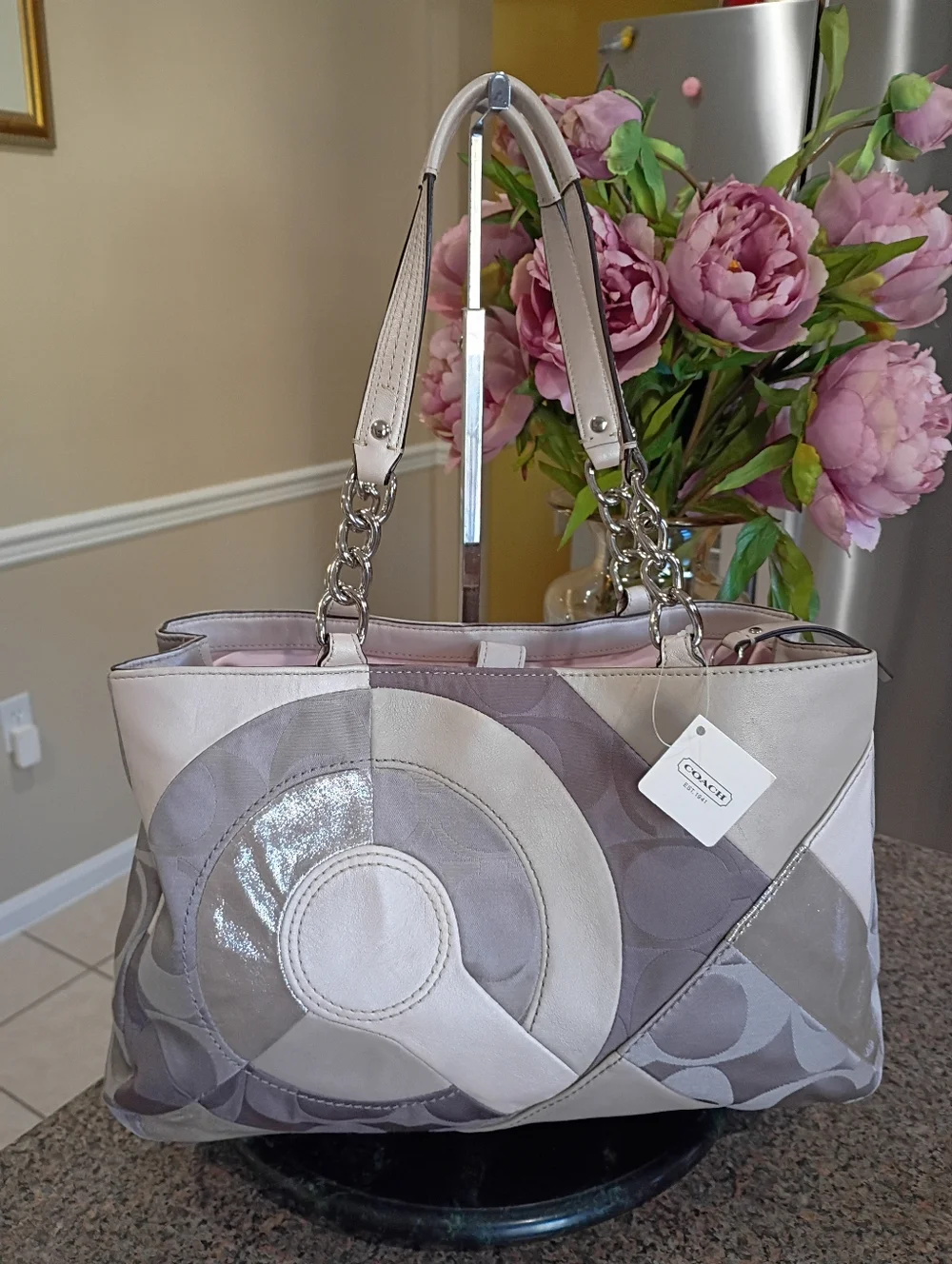 NWT Coach ParchWork Inlaid Shimmer Blush Gray